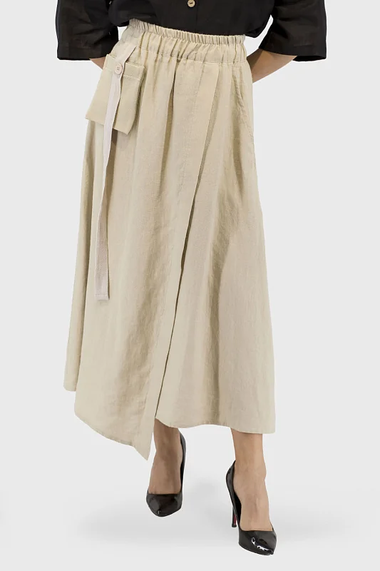 Жіноча спортивна спідниця трапеція бежевого кольору з кишенями Salkim (15004) фото 1, ціна
