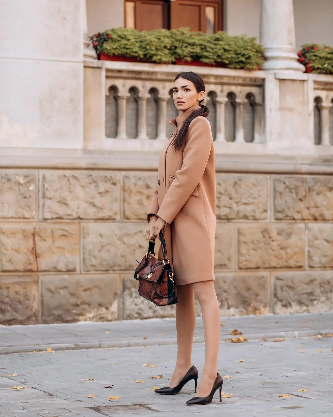 Women's classic wool coat with long sleeves without insulation Stella Polare (563/543)
