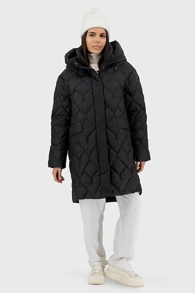 Жіноча куртка з біопухом, спортивний стиль, осінь-зима Snow Owl (чорний, 2XL)