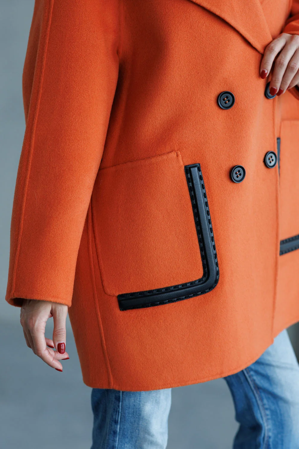 Short women's wool coat with cashmere, English collar, classic style Bella Bicchi (18-380705)