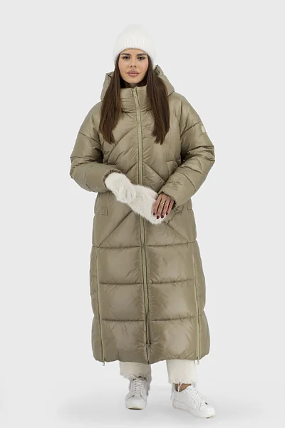 Женский зимний оливковый пуховик с биопухом, casual стиль Stella Polare (оливковый, 40)