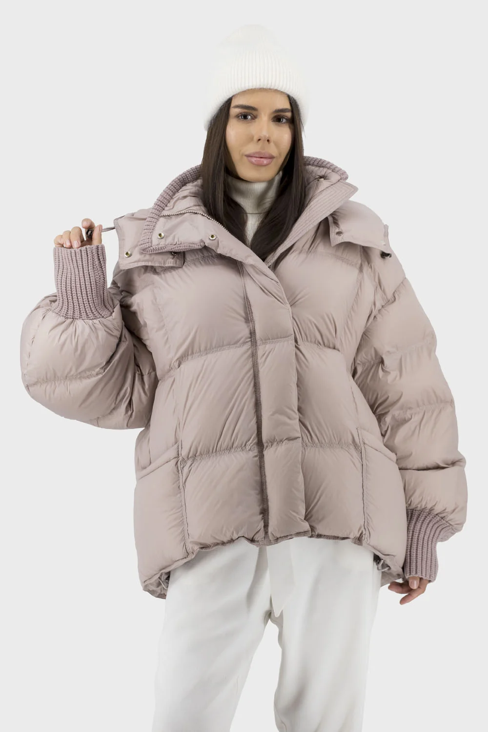 Жіночий пуховик Basic (пудра, 2XL)