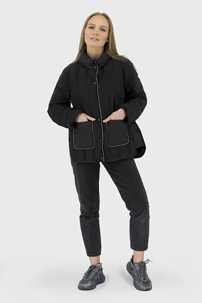Жіноча однотонна куртка casual з пухом і пір'ям, осінь-весна Basic (21015-1) фото 1, ціна