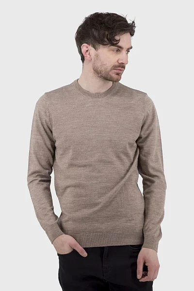 Men's plain long-sleeved sweater for autumn and spring Francolini (cappuccino, L)