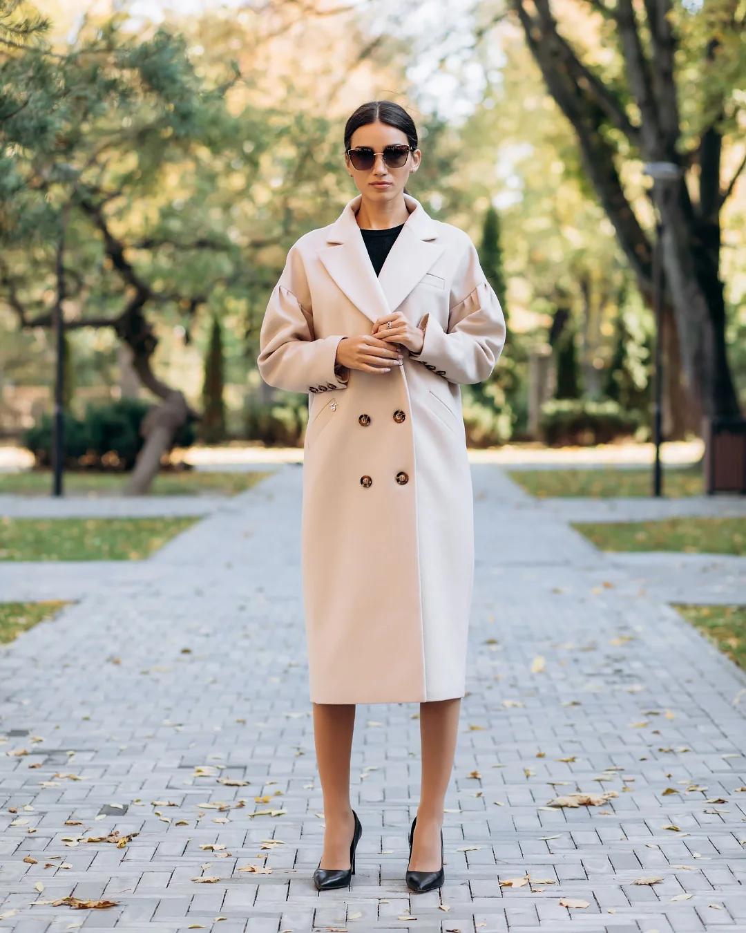 Women's casual double-breasted wool coat with English collar Stella Polare (564/543)
