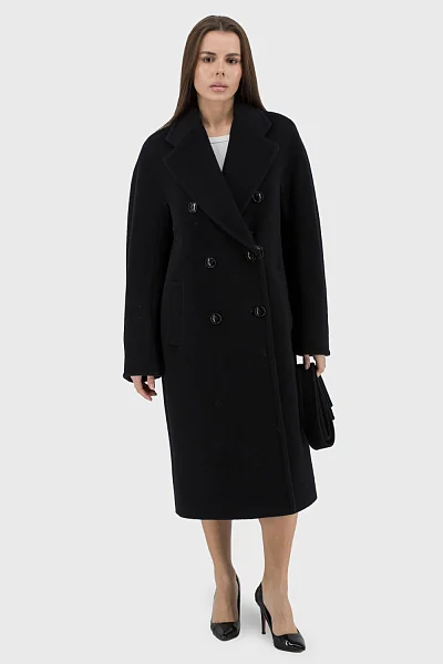 Stella Polare classic wool coat with buttons and English collar (black, 42)