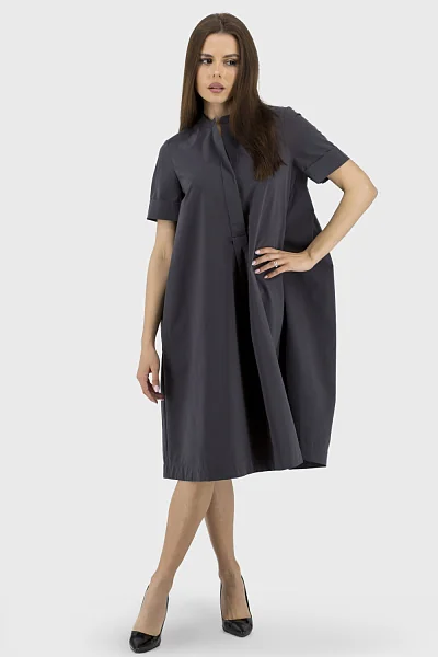 Rochie de vară elegantă pentru femei, oversized, cu volane și buzunare Bella Bicchi (albastru închis, 36)