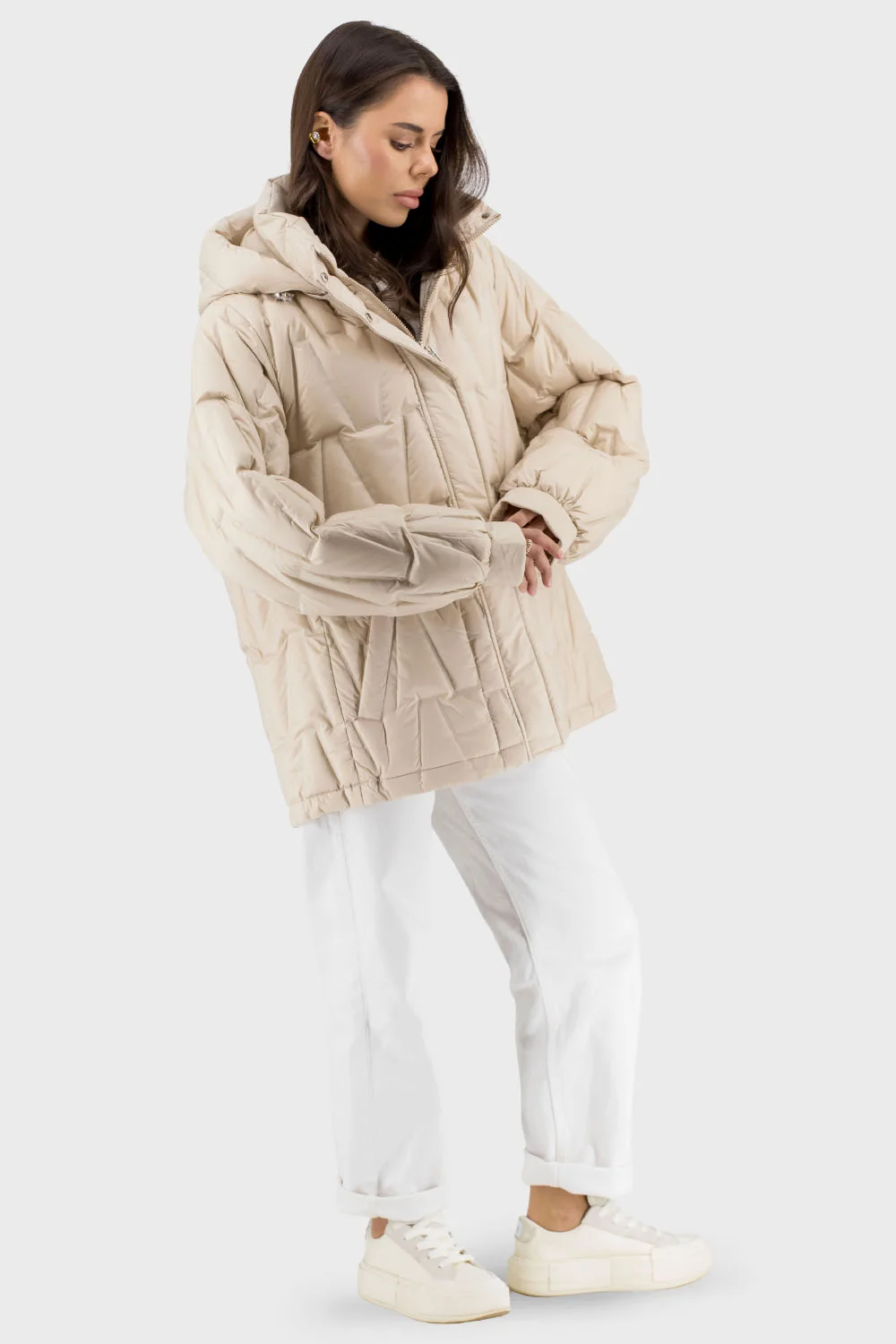 Жіночий пуховик Snow Owl (молочний, 2XL)