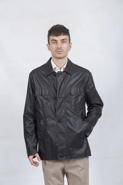 Men's casual black windbreaker, plain with long sleeves Kuper (black, L)