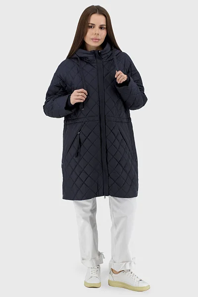Жіноча стьобана куртка casual з капюшоном, синтепон, осінь-весна Snow Owl (чорний, 2XL)