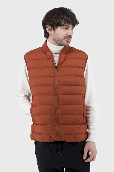 Men's quilted sleeveless vest with padding polyester for autumn and spring City Class (terracotta, 50)