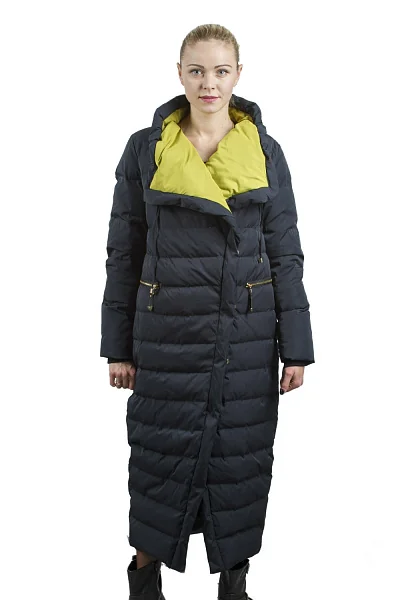Women's oversized winter down jacket without hood, winter 2023 Basic (dark blue, 48)