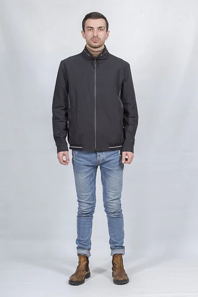 Men's plain windbreaker in sporty style with polyester City Class (black, 46)