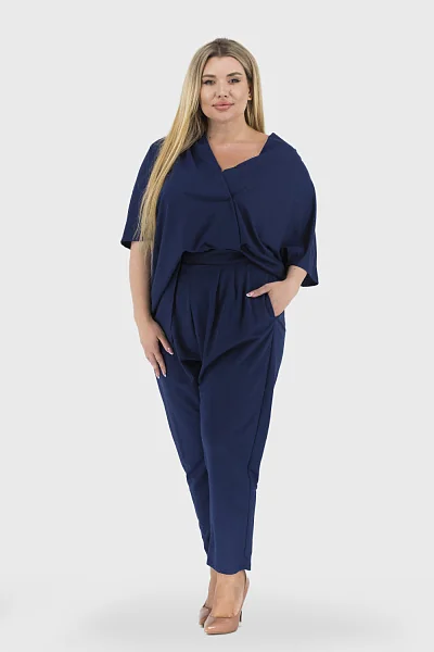 Women's oversized unlined suit with train, summer casual style Verda (blue, 42)