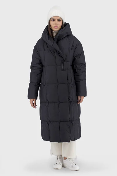 Women's winter down jacket with duck down, black, casual style Snow Owl (black, L)