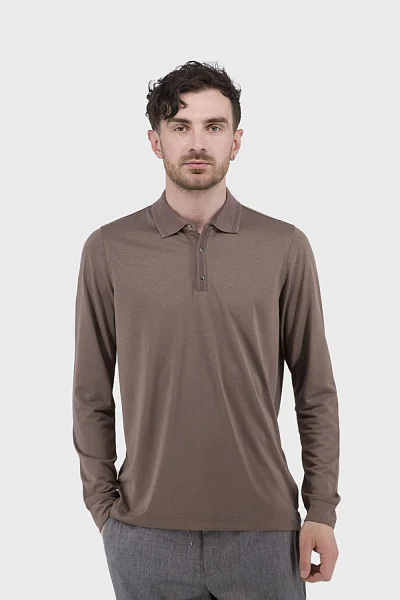 Men's classic button-down jacket, plain, long sleeve, cappuccino Buke (cappuccino, M)