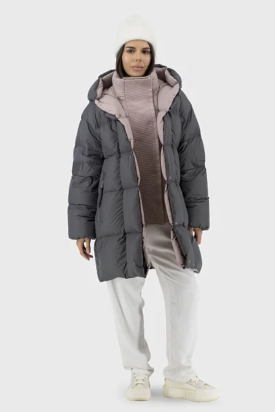 Жіночий пуховик Basic (темносірий, 2XL)