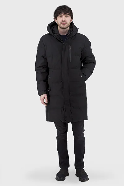 Men's winter down jacket: bio-down, two-tone, sporty style Snow Image (black, 46)