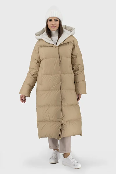 Geacă de iarnă supradimensionată pentru femei cu puf de gâscă, stil sportiv Basic (cămilă, M)