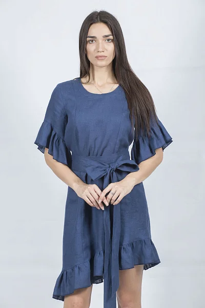 Жіноча літня сукня casual з воланами, рукав 3/4, синій Stella Polare (D87L/127) фото 1, ціна