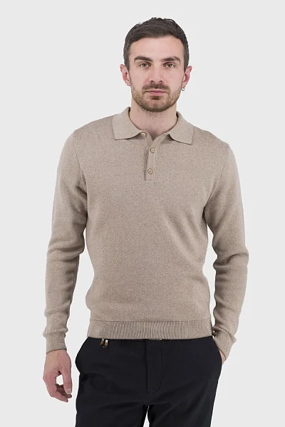Men's casual melange long-sleeved button-down shirt Buke (beige, 2XL)