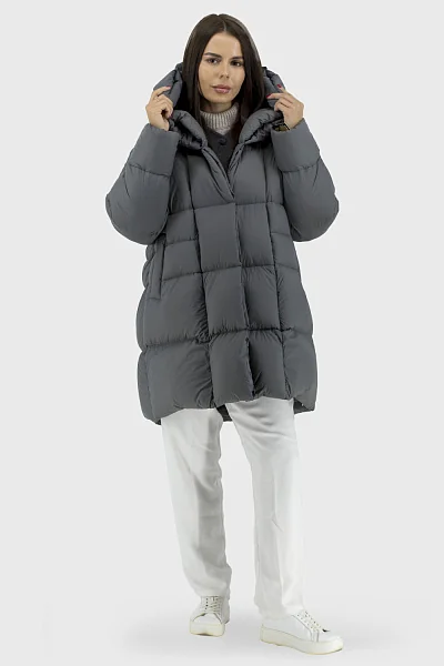 Зимовий пуховик casual з качиним пухом та капюшоном Basic (сірий, 2XL)