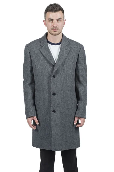 Чоловіче вовняне пальто ялинка з коміром класичне сіре Kuper (сірий, 3XL)