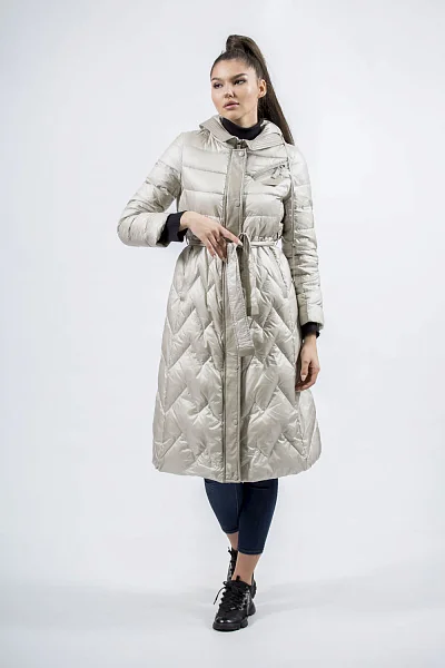 Жіночий однотонний пуховик casual з гусячим пухом і капюшоном Basic (молочний, 4XL)