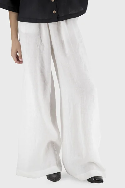 Women's solid casual trousers with pockets for spring and summer Merry (white, 1)