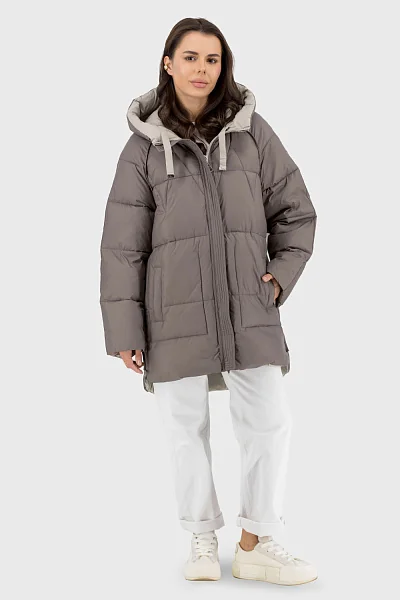Жіночий пуховик біопух спортивний casual з капюшоном осінь-зима Snow Owl (оливковий, 2XL)