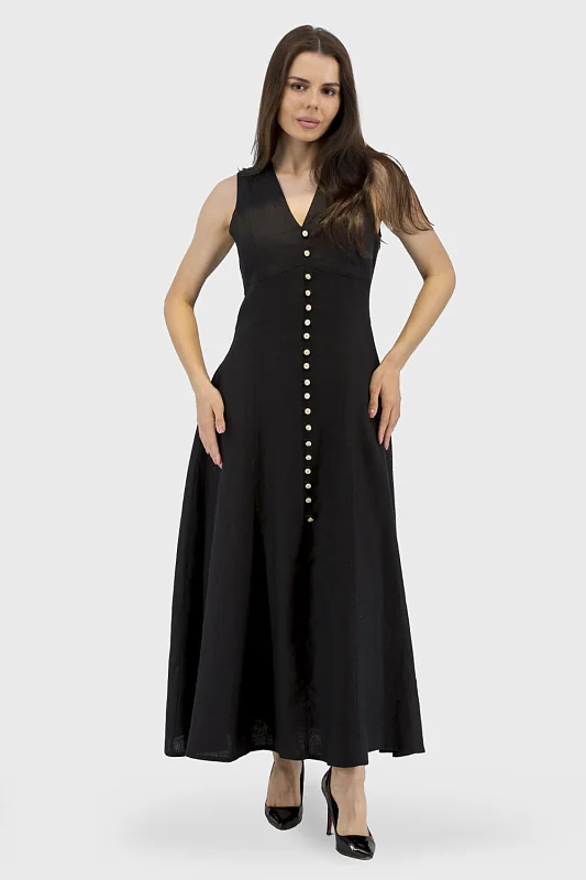 Жіночий сарафан V-виріз без рукавів на літо з гудзиками та кишенями Salkim (75019) фото 1, ціна