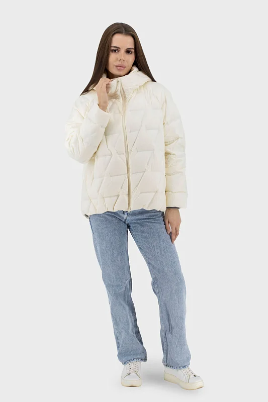 Жіночий прямий пуховик casual з качиним пухом та капюшоном Basic (80643) фото 1, ціна