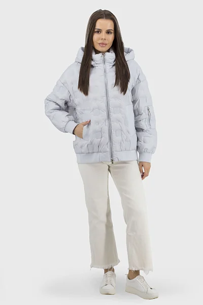 Geacă sport pentru femei mentă primăvară-toamnă cu glugă și fermoar Snow Owl (gri deschis, 2XL)