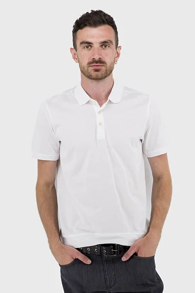 Men's summer casual polo shirt with buttons, plain Buke (white, 2XL)