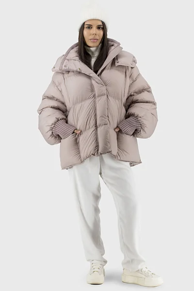 Жіночий пуховик Basic (пудра, 2XL)