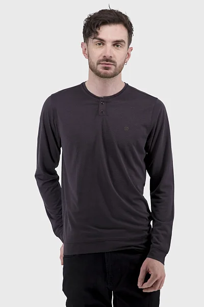 Men's plain casual long-sleeve shirt with buttons, long sleeve Buke (graphite, M)
