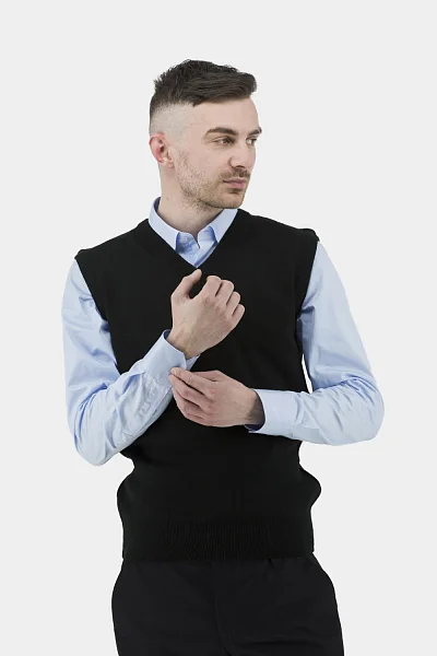 Men's solid color classic sleeveless vest for all seasons Buke (black, M)