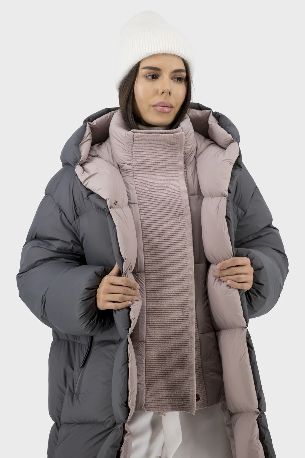 Жіночий пуховик Basic (темносірий, 2XL)