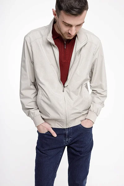 Men's sports windbreaker without insulation with perforation City Class (beige, 54)