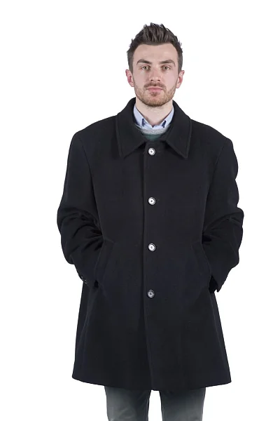 Men's classic black wool coat with synthetic padding Bella Bicchi (black, 52)