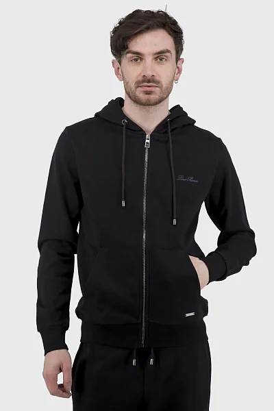Men's sweatshirt with hood and zipper, black Tommy Hilfiger (black, 2XL)