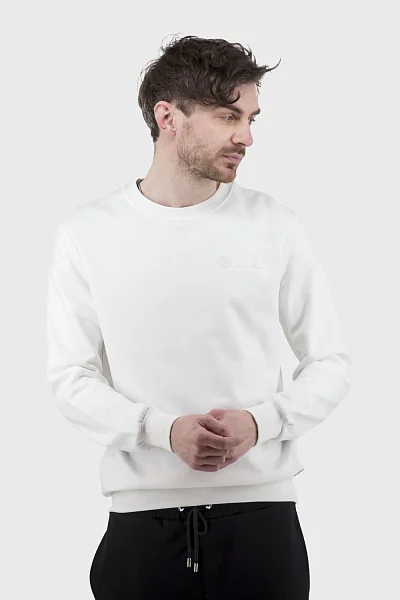 Men's white sports sweatshirt, solid color, for summer and autumn, Loro Piana (white, 3XL)