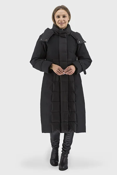 Жіночий зимовий пуховик з капюшоном, чорний, класика casual Basic (22123) фото 1, ціна