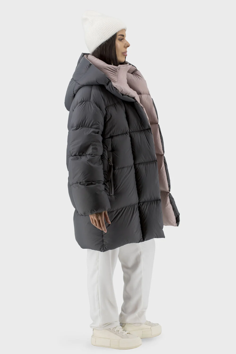 Жіночий пуховик Basic (темносірий, 2XL)