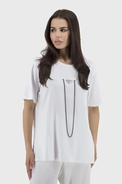 Women's plain T-shirt with patch, sporty style, 3 colors Sogo (white, 2)