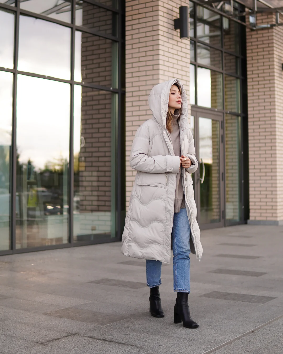 Женский зимний пуховик Casual с утиным пухом и капюшоном Nysense (N2DY11167D014)