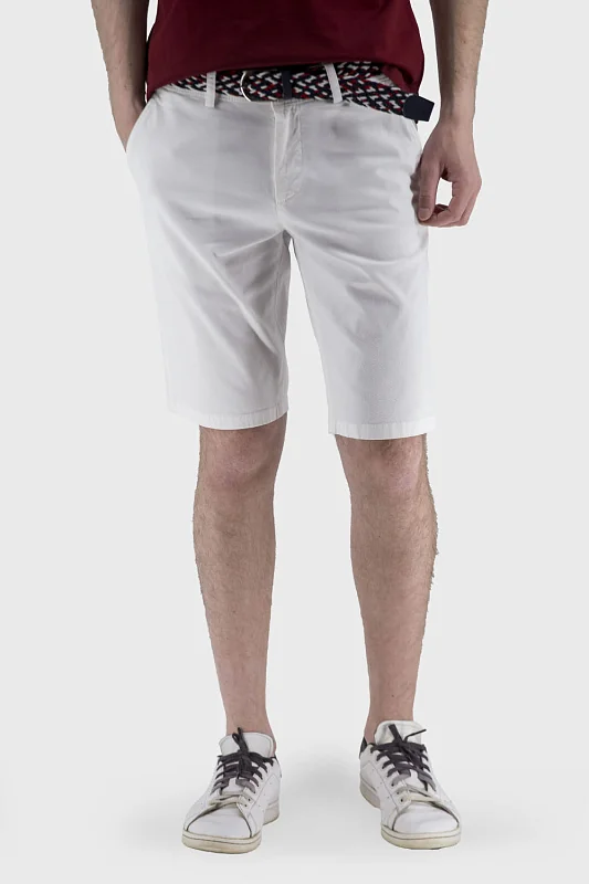 Чоловічі літні однотонні шорти білого кольору з поясом  Tommy Hilfiger (7551-10) фото 1, ціна