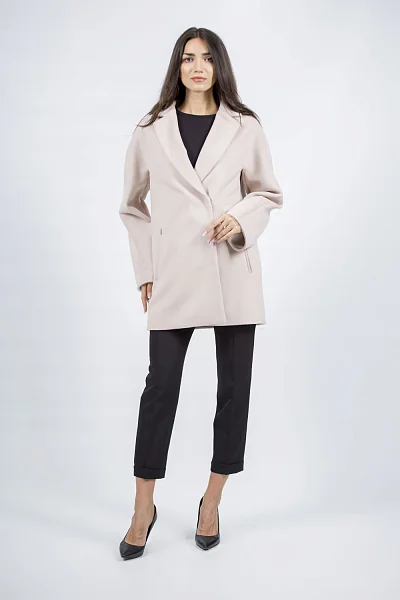 Classic women's wool coat with an English collar for autumn Stella Polare (powder, 50)