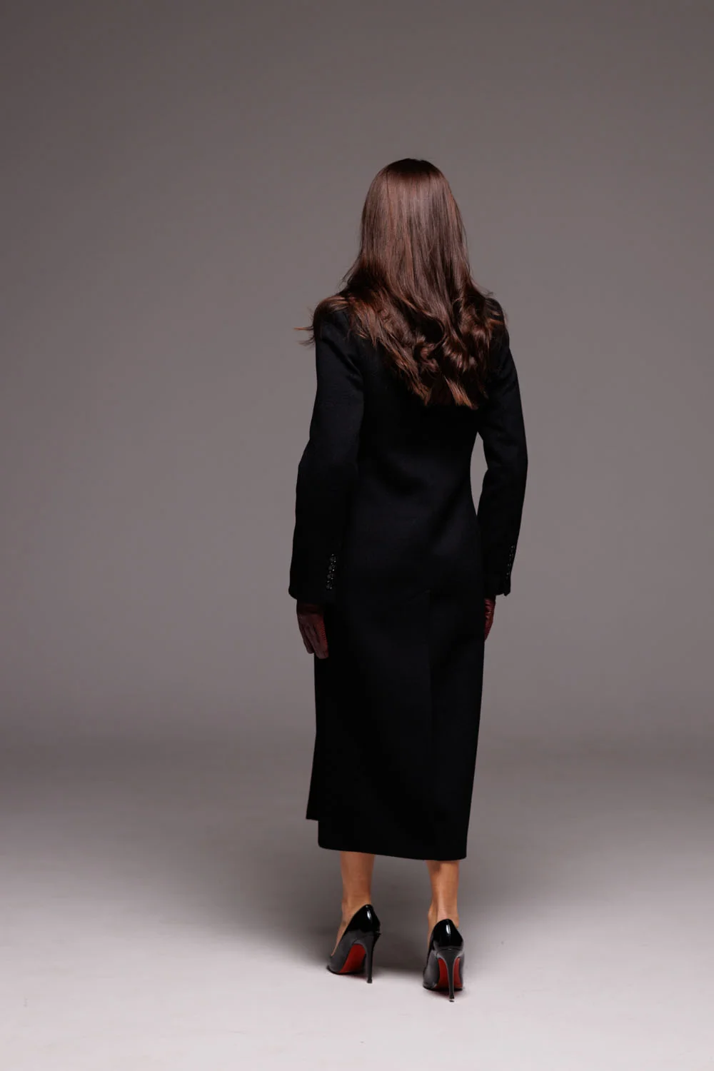 Women's long alpaca wool coat, English collar, classic style Stella Polare (631/543)