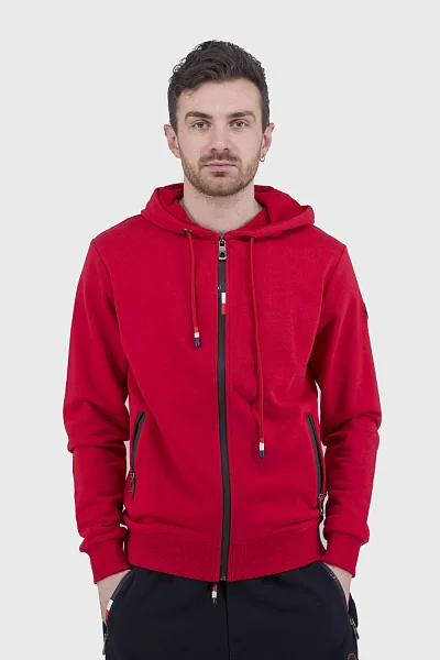 Чоловіча спортивна кофта з капюшоном і блискавкою, червона Moncler (12862t) фото 1, ціна